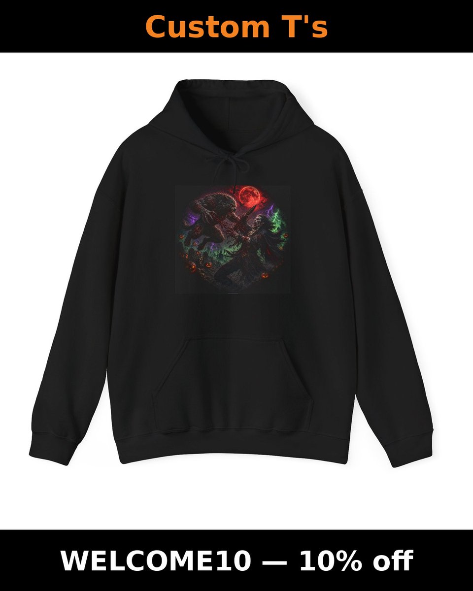 CustomTeees's tweet photo. werewolf vs vampire: the Halloween night rivalry, now on a hoodie. 🐺🧛 👉 https://t.co/bX0x1HedWZ WELCOME10 = 10% off. 🎃 Order by Oct 15 for Halloween arrival (standard shipping). https://t.co/muR7O58sXd