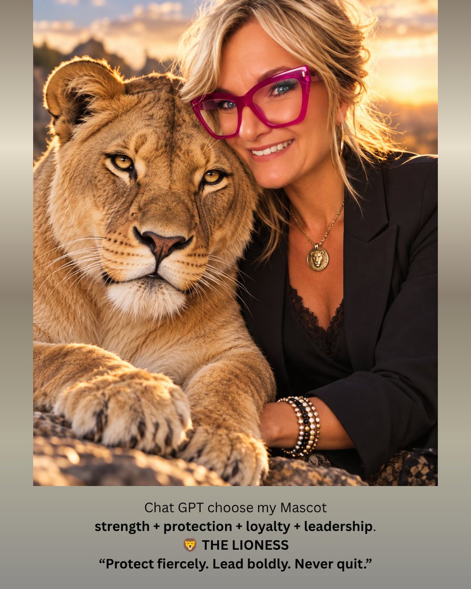 shelliverbeek's tweet photo. 😂🦁 Apparently, I have a mascot now… and ChatGPT picked it!
I asked ChatGPT, “Based on what you know about my personality, what would my mascot be?”
The answer? A LIONESS. 🦁❤️
And I have to admit… I think ChatGPT nailed this one.
Why a lioness? Chat said:"Because she’s... https://t.co/wU2SxXvQsB