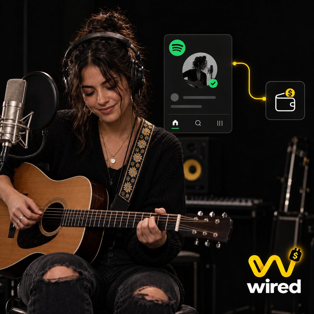 wiredupbnb's tweet photo. An artist drops a track. Their listeners can launch a token around the moment and wire creator fees to that artist’s @Spotify identity.

The artist verifies ownership by placing a one-time code in their Spotify bio or Artist Pick. They can also publish it through a social account linked from the profile.

Once verified, they bind a @BNBCHAIN wallet and claim 70% of supported creator fees.

Which artist would you wire first?