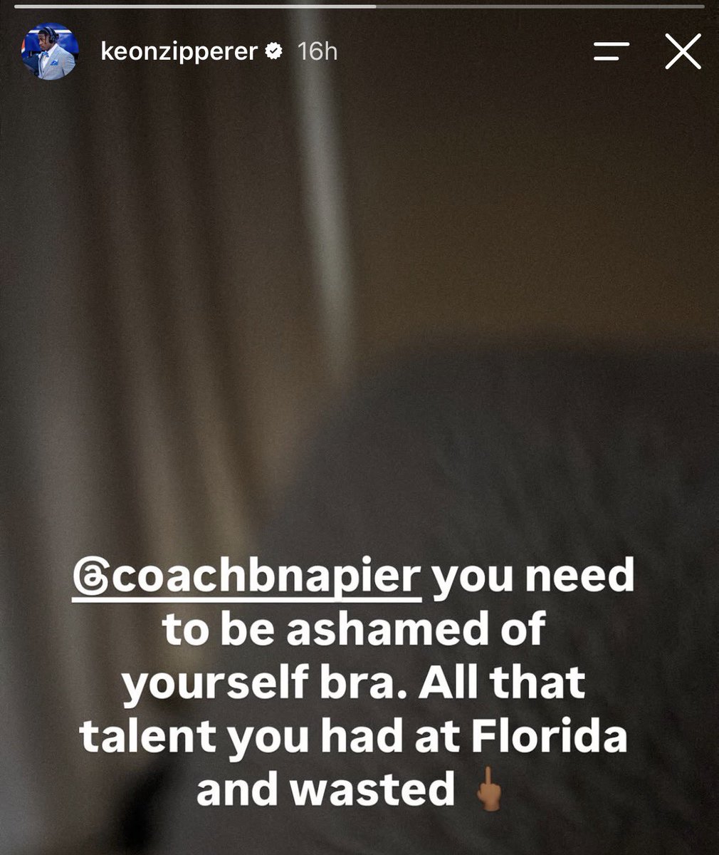 gatorsszn's tweet photo. Former Florida TE Keon Zipperer posted this on his story last night 

“Billy Napier you should be ashamed of yourself brah. All that talent you had at Florida and wasted.” https://t.co/Ofahj7AQbp