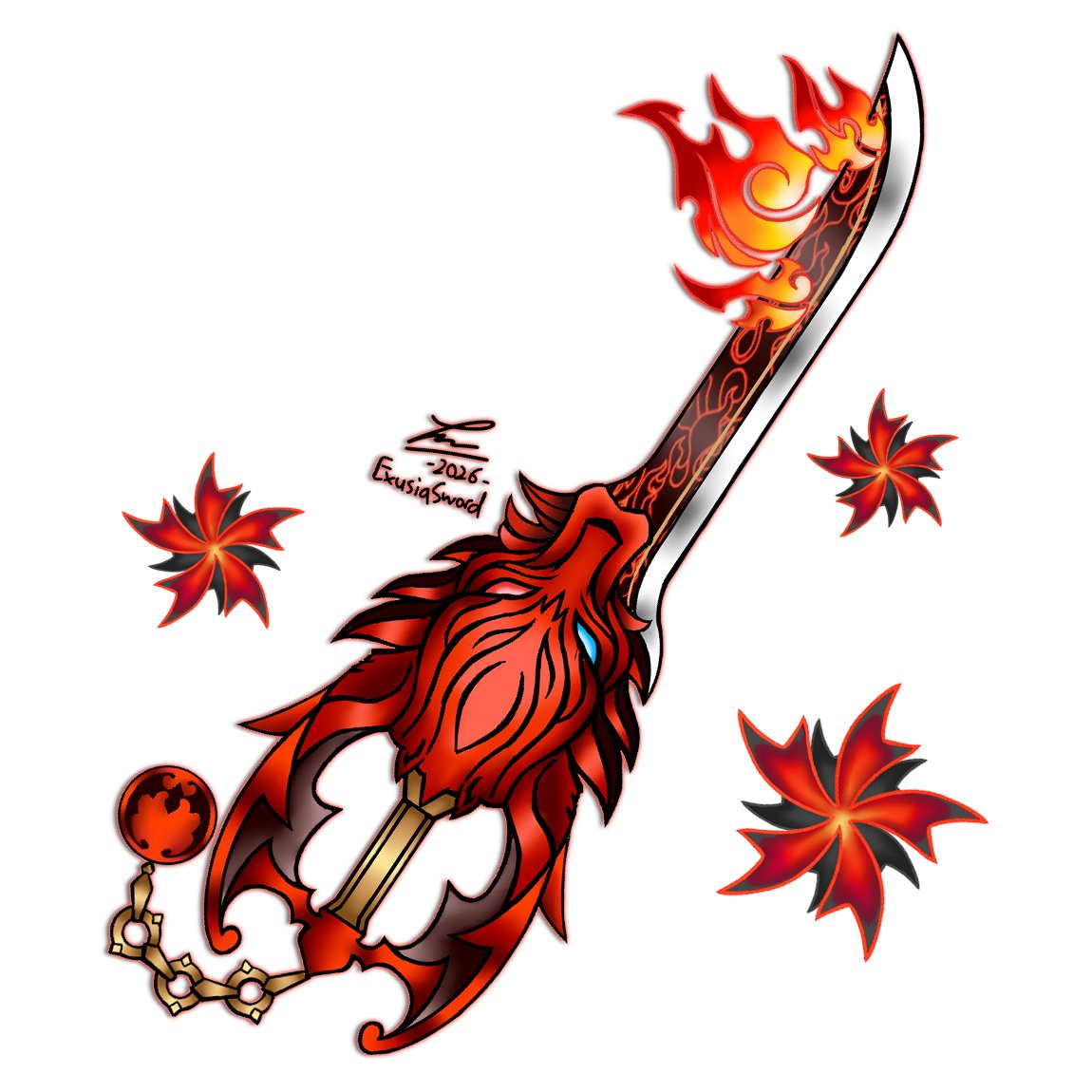 INazeerudin's tweet photo. #Swordtember Day 28   
'Hien'    
A Keyblade of scarlet flame belonging to the relentless pursuer.    
#keyblade https://t.co/acCniSx55U