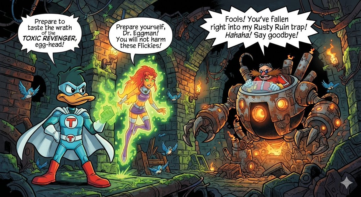TommyHo46439136's tweet photo. The Toxic Revenger and Starfire at Rusty Ruin Zone
#CartoonNetwork #DC #TinyToonsAdventure #TeenTitans #SonicX @SonicXFrames #SonicTheHedgehog #Sonic3dBlast #PluckyDuck #Koriandr #ToxicRevenger #Starfire #DrEggman https://t.co/3dpD7cTUkX