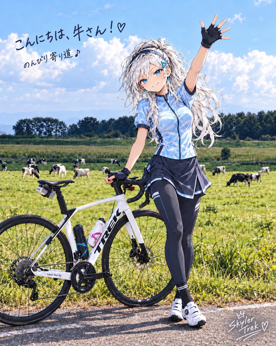skyler_trek's tweet photo. 【札幌近郊100kmライド1/4】 100kmライドの道中、牛さんたちがのんびり過ごす景色に出会ったよ���🌿 最高に北海道らしくない？🥰 そして、ゆめちからテラスに到着。看板を入れて記念に自撮り📸 #SkylerTrek #北海道サイクリング #ゆめちからテラス #TREKMadone #100kmライド https://t.co/WcOU0IhKM6