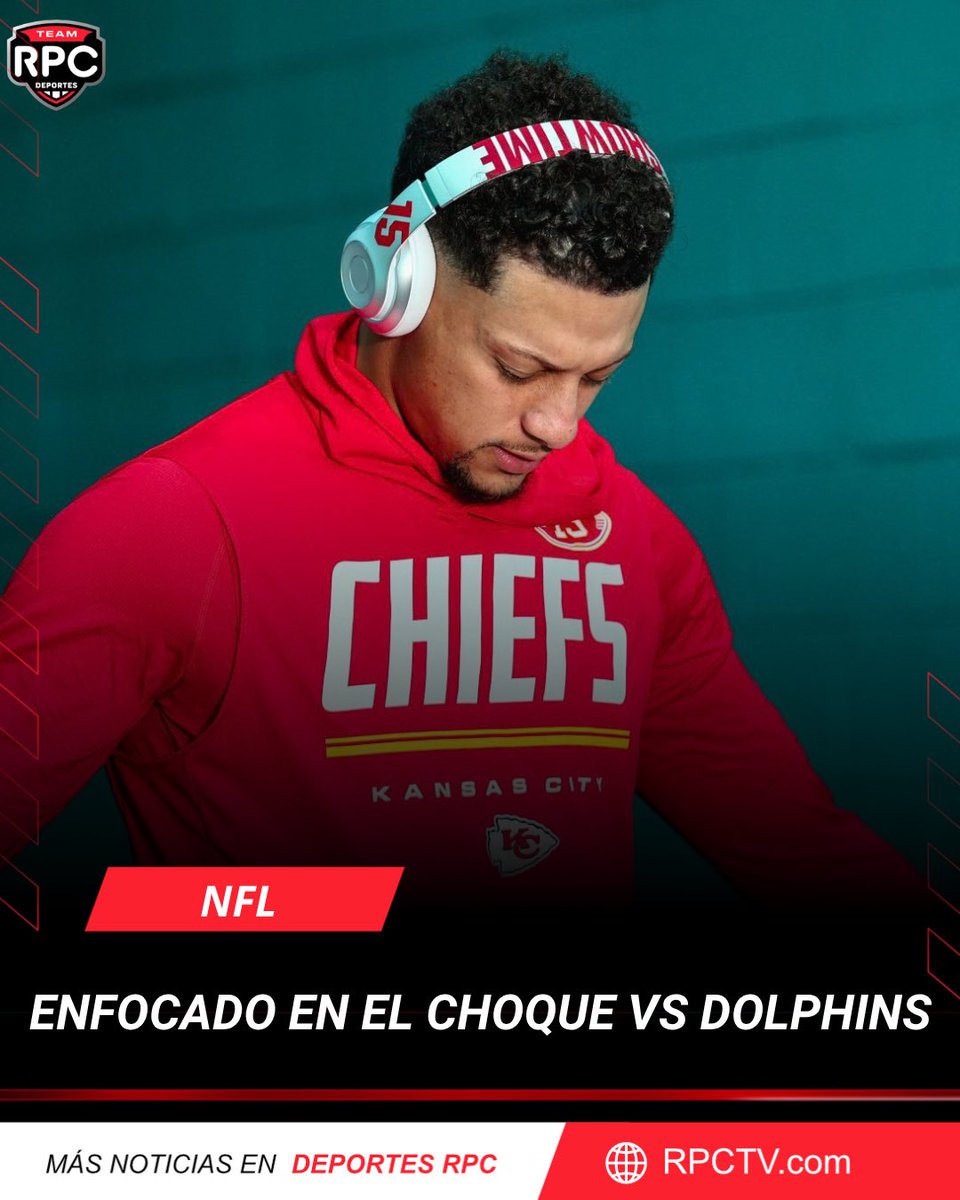 deportes_rpc's tweet photo. ¿Será protagonista? 🏈🤔

 Patrick Mahomes a la espera del Chiefs vs Dolphins en la #NFLxRPC. 

📺 Sintonízanos desde las 11:45 a.m.

📸 @Chiefs https://t.co/Bp2nlJxxMd