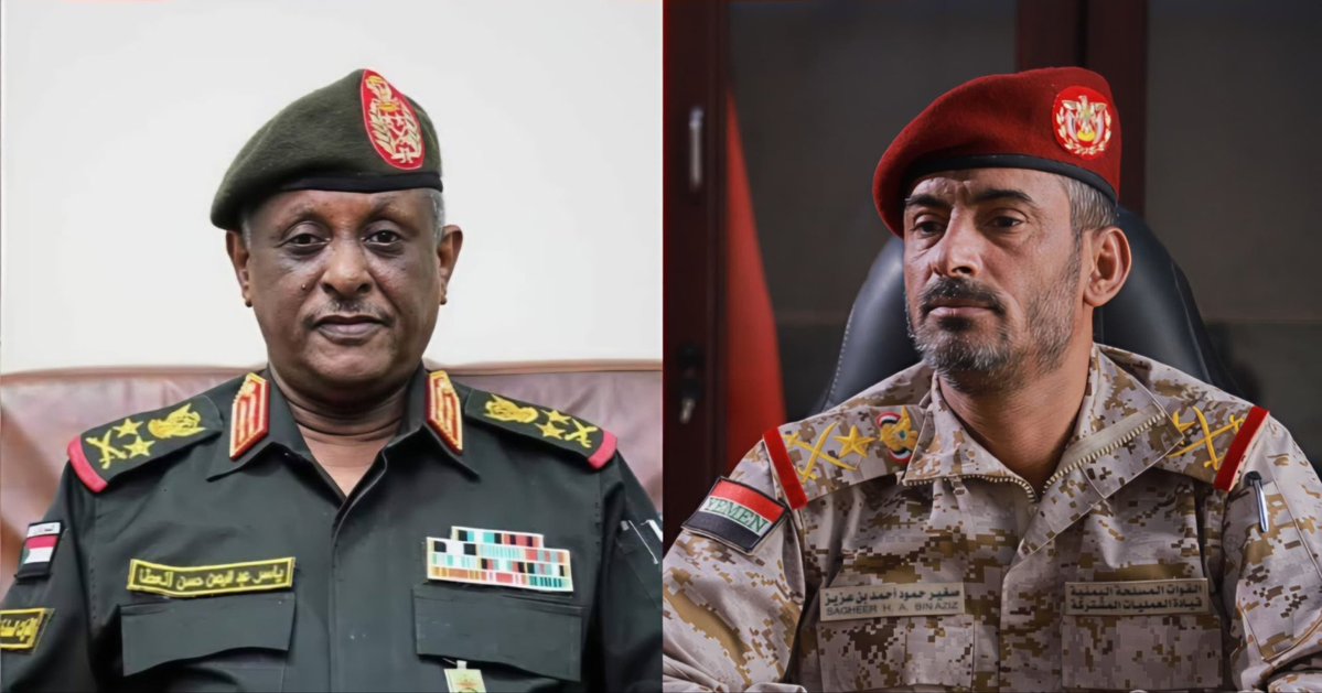 YemenMOD's tweet photo. رئيس هيئة الأركان السوداني الفريق أول ركن ياسر العطا في رسالة تضامن بعثها الى رئيس هيئة الأركان العامة الفريق الركن صغير بن عزيز يؤكد وقوف السودان إلى جانب القوات المسلحة اليمنية بكل ما يملك وفي كافة المجالات والمحافل الدولية في مواجهة التمرد الحوثي الغاشم. https://t.co/XnW1ldeJYe