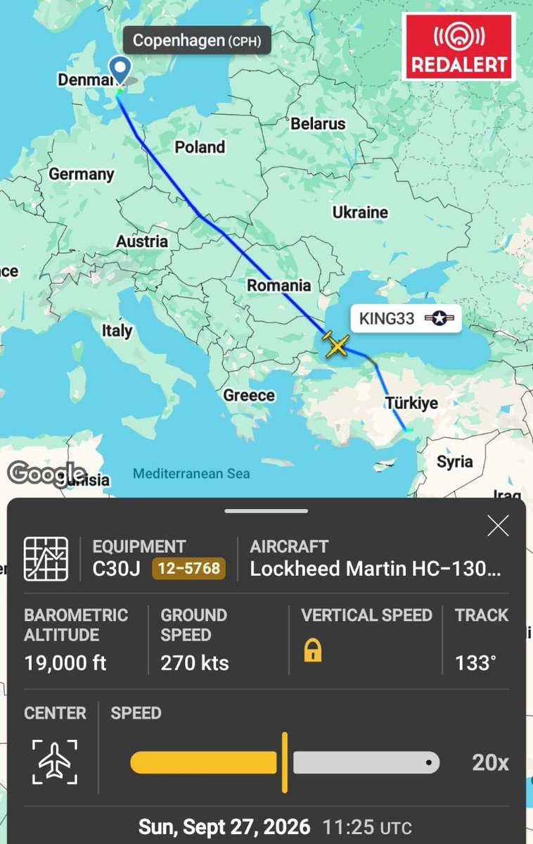 RedAlertlr's tweet photo. 🔴 اعزام سه فروند هواپیمای HC-130J آمریکایی به سمت ترکیه؛ مقصد احتمالی اینجرلیک

۲۷ سپتامبر ۲۰۲۶

▫️براساس تحلیل داده‌های پروازی، تعداد ۳ فروند هواپیمای HC-130J Combat King II نیروی هوایی ایالات متحده آمریکا با شماره‌های ریجستری ۵۷۱۷-۱۰،  ۵۷۲۷-۱۱ و ۵۷۶۸-۱۲ طی روزهای اخیر ... https://t.co/xTe6xoqffP