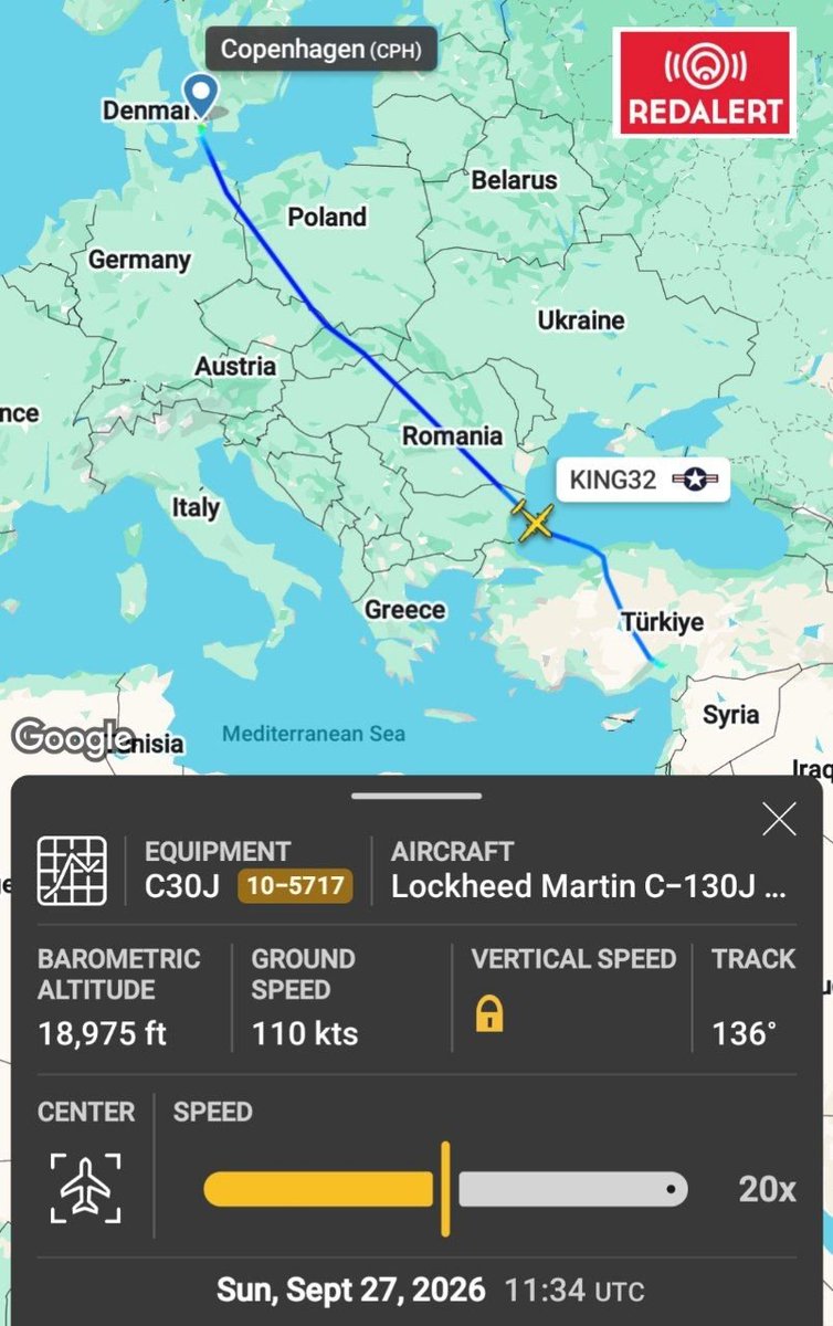 RedAlertlr's tweet photo. 🔴 اعزام سه فروند هواپیمای HC-130J آمریکایی به سمت ترکیه؛ مقصد احتمالی اینجرلیک

۲۷ سپتامبر ۲۰۲۶

▫️براساس تحلیل داده‌های پروازی، تعداد ۳ فروند هواپیمای HC-130J Combat King II نیروی هوایی ایالات متحده آمریکا با شماره‌های ریجستری ۵۷۱۷-۱۰،  ۵۷۲۷-۱۱ و ۵۷۶۸-۱۲ طی روزهای اخیر ... https://t.co/xTe6xoqffP