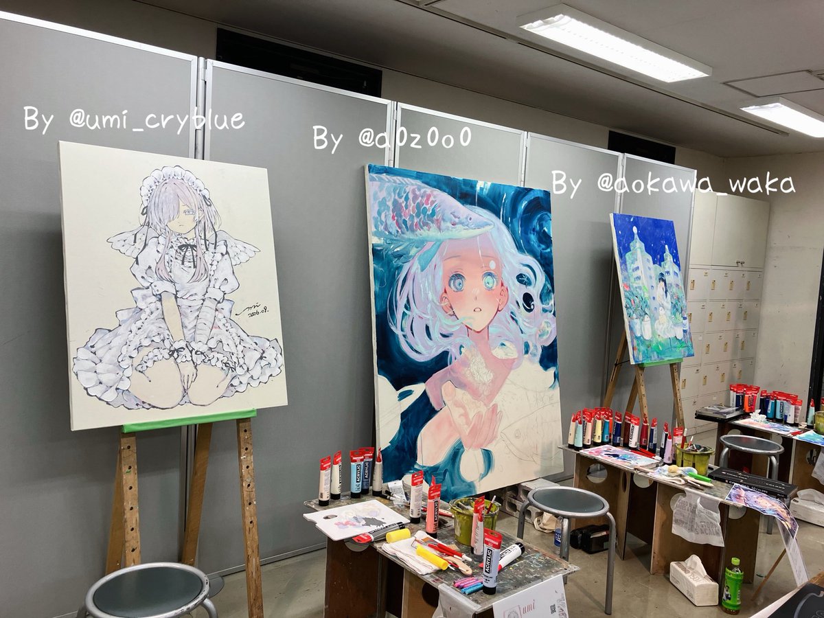 shiori_5844's tweet photo. #ARTdecoration というライブドローイングとトークショーのイベント行ってきた
3作家さんみんな作風が全然違うので並んでるのみてるのたのしかった
芦屋マキさんの100号サイズめちゃデカでこれを2日間で…?すご…?ってなった
全身入るサイズやん https://t.co/PQe3mPM3i3