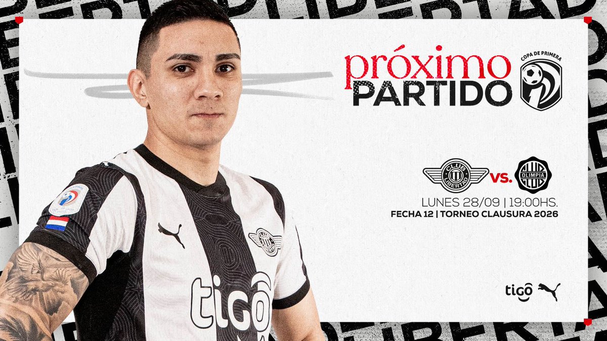 Libertad_Guma's tweet photo. ¡PRÓXIMO PARTIDO! 🤩🏁

🔜 Fecha 12
🆚 Olimpia.
🕣 28/09| 19:00hs.
🏟 La Huerta. 

#ClausuraAPF2026
#VamosGUMA https://t.co/EYkqWWBM9s