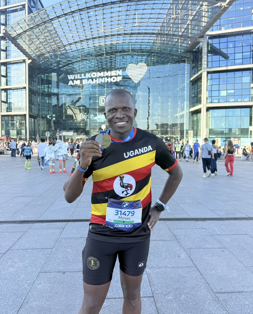 MosesRutahigwa's tweet photo. I am officially a Berlin Legend.

Some experiences unlock a part of you you never knew existed; this one did. It was a hard-earned medal; one I will always cherish. 

Thank you all for your love and support. A 100% for Team Uganda 🇺🇬  and lots to share about this race.

For now, we celebrate; tomorrow, recovery begins because there's so much running ahead. 
#BerlinMarathon2026