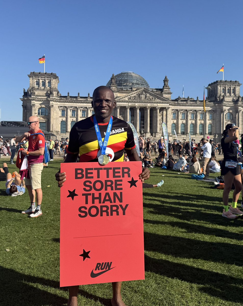 MosesRutahigwa's tweet photo. I am officially a Berlin Legend.

Some experiences unlock a part of you you never knew existed; this one did. It was a hard-earned medal; one I will always cherish. 

Thank you all for your love and support. A 100% for Team Uganda 🇺🇬  and lots to share about this race.

For now, we celebrate; tomorrow, recovery begins because there's so much running ahead. 
#BerlinMarathon2026