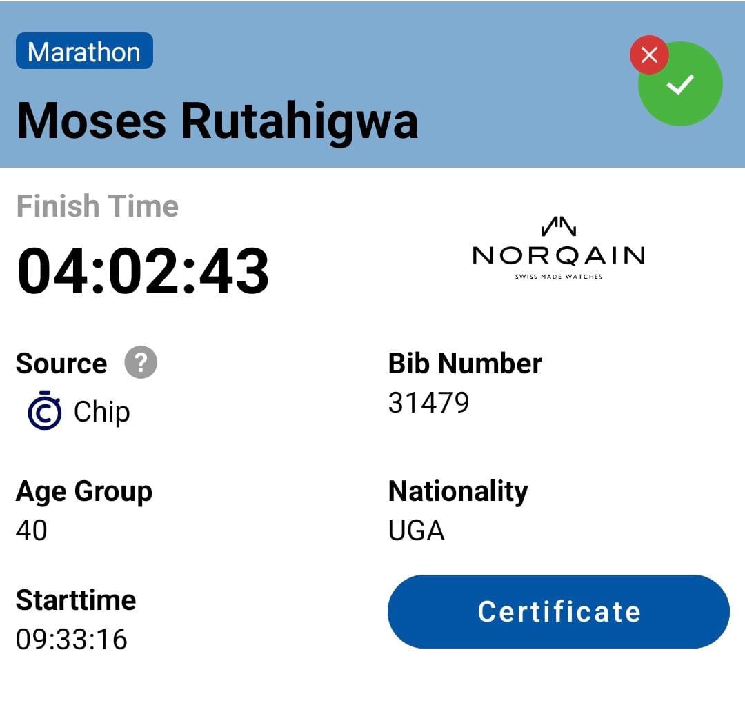 MosesRutahigwa's tweet photo. I am officially a Berlin Legend.

Some experiences unlock a part of you you never knew existed; this one did. It was a hard-earned medal; one I will always cherish. 

Thank you all for your love and support. A 100% for Team Uganda 🇺🇬  and lots to share about this race.

For now, we celebrate; tomorrow, recovery begins because there's so much running ahead. 
#BerlinMarathon2026