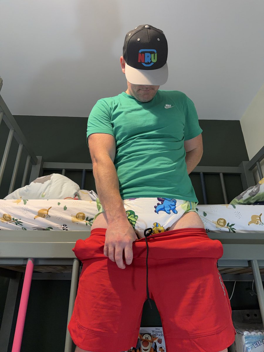 DiaperPupRotiss's tweet photo. May have been for a padded run this morning. Was super fun but I forgot how much it can chaff. 

Was a good job I was safely padded in a @NappiesRUs little rascals!  🙈

Apparently my red shorts are very toddlerish - but I think they look very growd up! https://t.co/VZNWvqKD9B