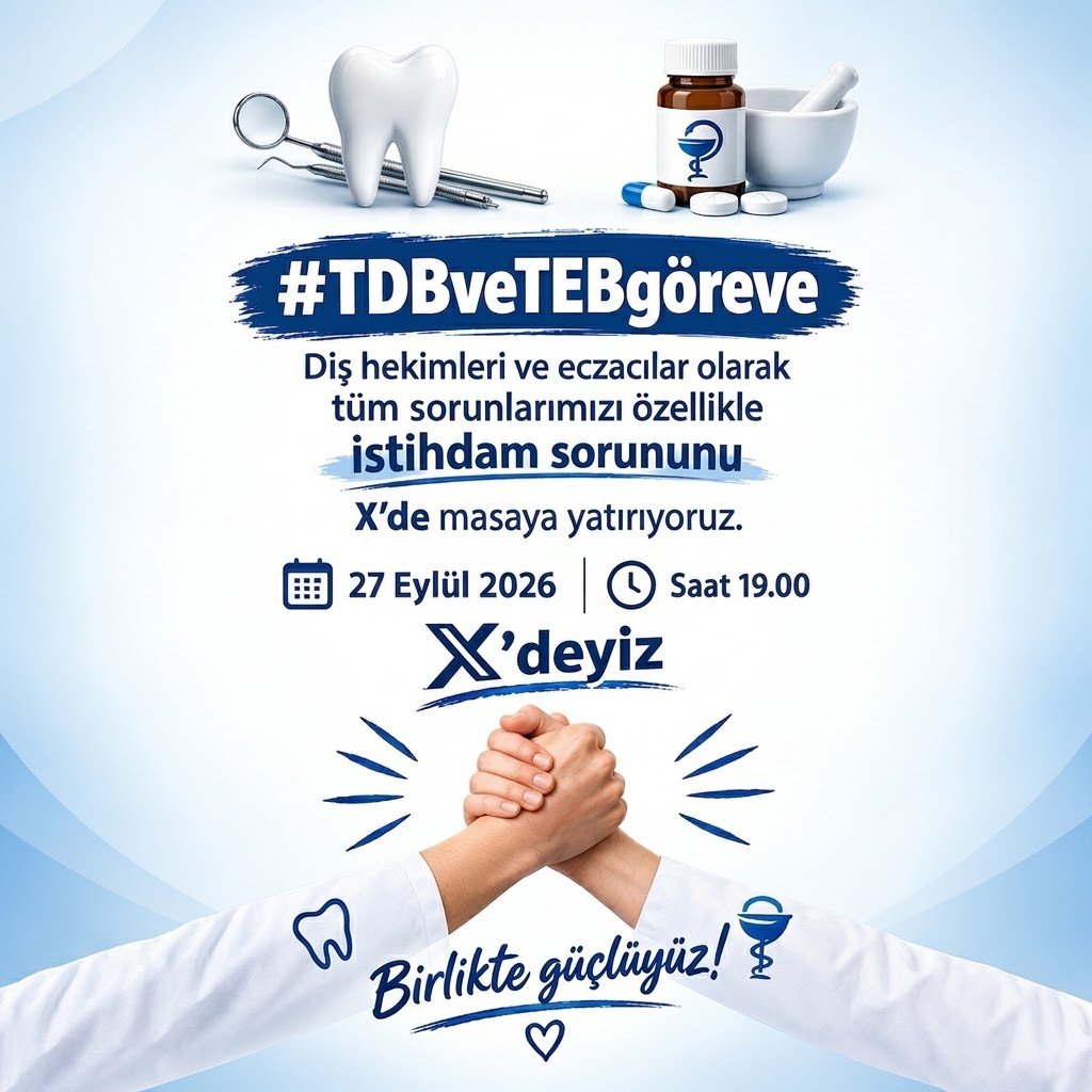 tibbiyelisozluk's tweet photo. Diş Hekimleri Hakları ve geleceği için bu akşam saat 19.00'da X'te (Twitter) buluşuyoruz.

Etiket (Tag): #TDBveTEBgöreve

Saat: 19.00

Tek bir ses, tek bir yürek olmak için  katılım sağlamaya ve destek vermeye davet ediyoruz.

@TEKsendika https://t.co/H7Tez8Sz16