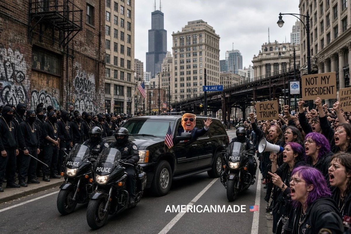 TruthBomber47's tweet photo. Chicago is actually a great city today... but only for the next 24 hours while President Trump is in town for the Presidents Cup. https://t.co/XxDz2bL8TK