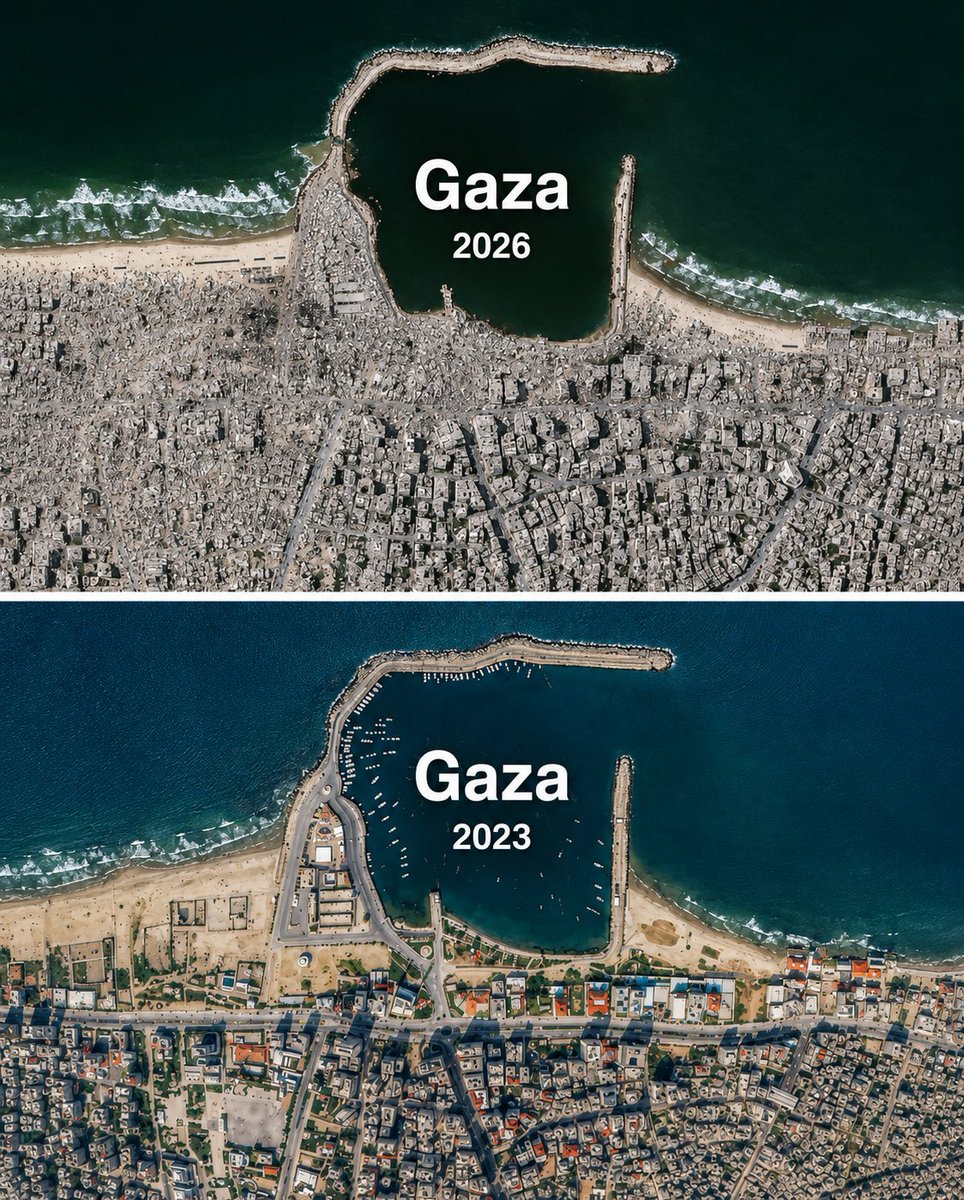 CensoredHumans's tweet photo. Gaza sea port before and after bombardment by the genocidal Israeli regime https://t.co/3yRZTXjWAT