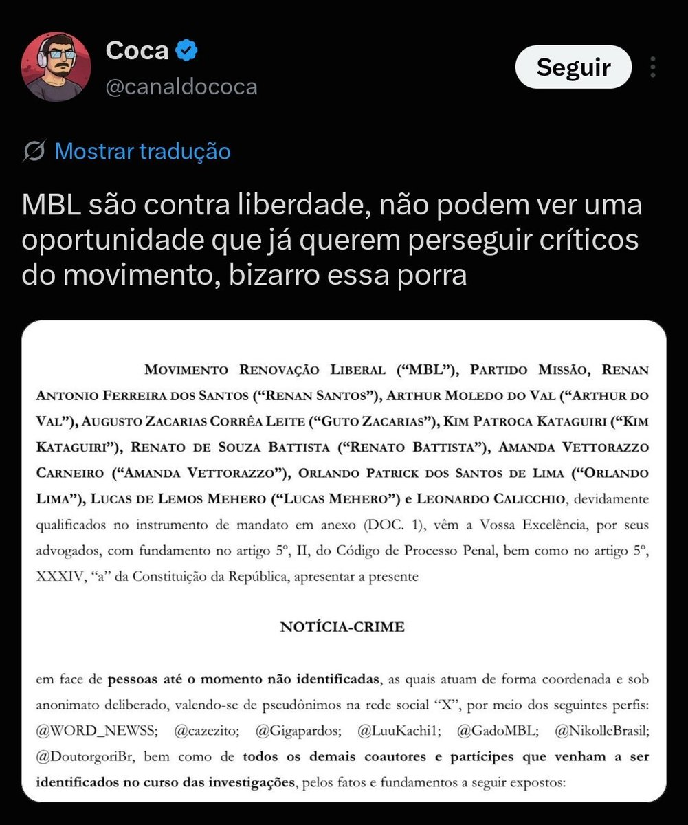 Luisengeek's tweet photo. @canaldococa O Coca, você não vai se pronunciar sobre o Flávio processando mais de 640 pessoas? se o MBL processando "são contra a liberdade", o Flávio processando é o que? https://t.co/j00z2qEpMn