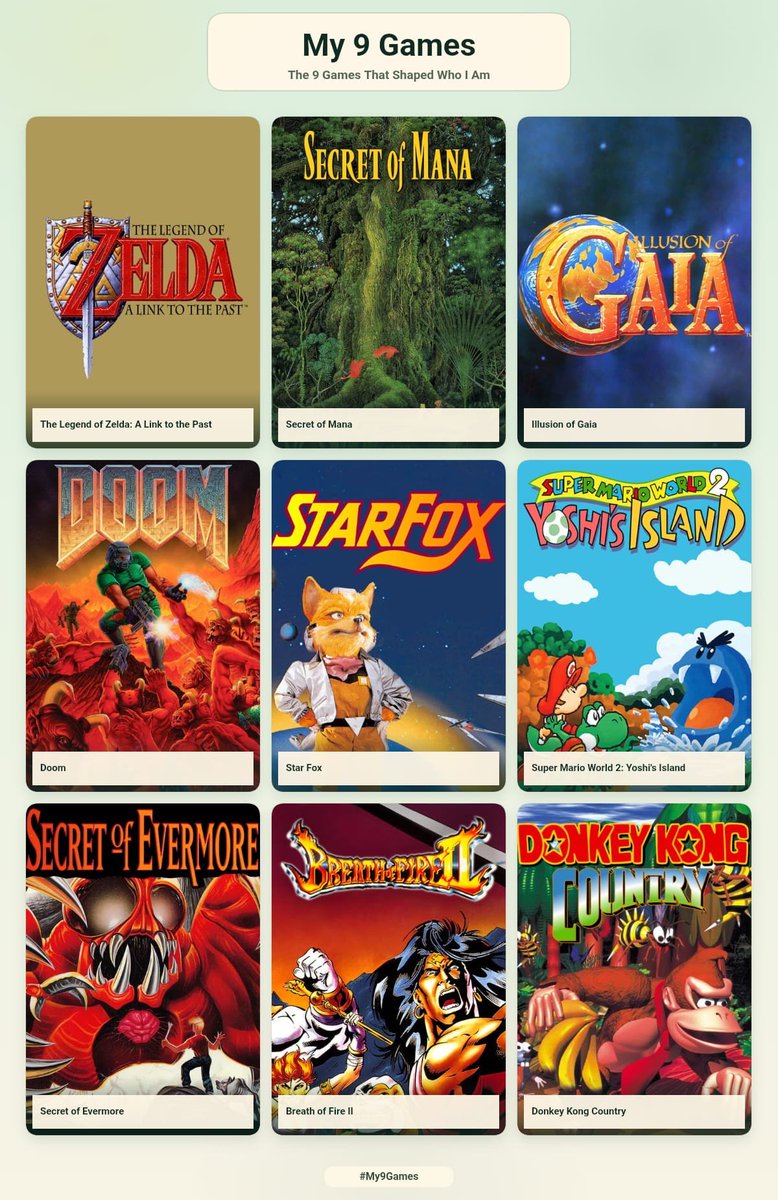 ben_jinator's tweet photo. La trend #top9games est très cool!
Mais je la décline par support 😎
Ici #SNES, #N64, #PS1 et #PC
Attention il y a du lourd!!!
Stay Yourself 🤘 https://t.co/8FbJx3eoRs