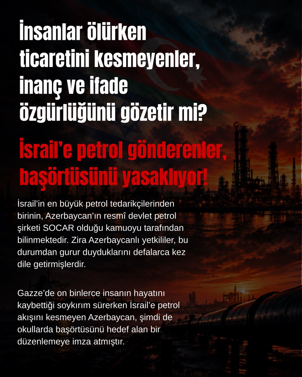 kimhareketi's tweet photo. AZERBAYCAN’DA 28 ŞUBAT!

“Türkiye’de yaşanan 28 Şubat sürecinde devletin ABD ve İsrail’le yakınlaşması ile bugün Azerbaycan-İsrail ilişkilerinin geldiği noktada yeni bir 28 Şubat sürecinin yaşanması tesadüf değildir. Bu akıl, siyonizmin ve onun işbirlikçilerinin aklıdır.” https://t.co/qGofnEgUoy