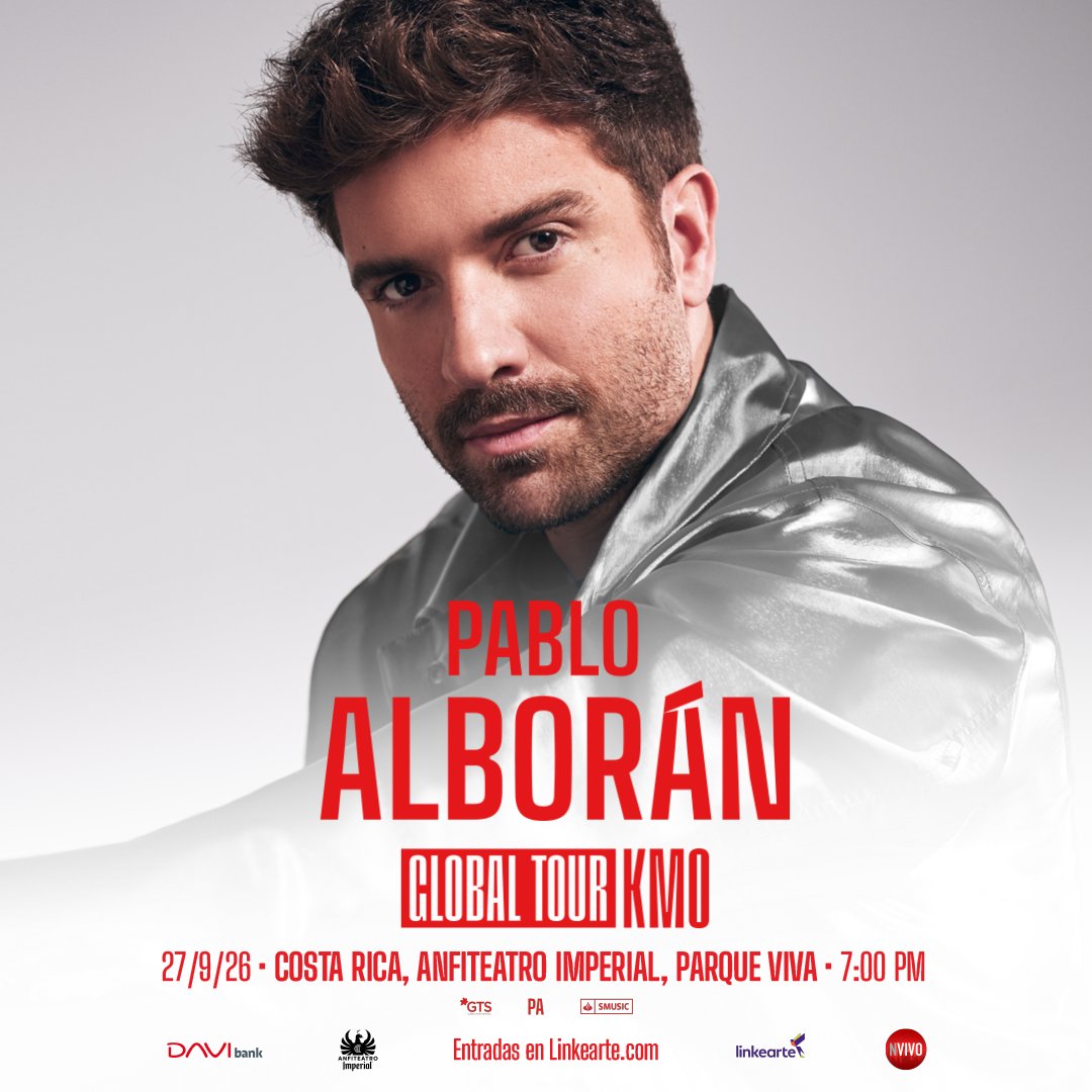 AlboranTeam's tweet photo. #Info Hoy a partir de las 19h 🇨🇷 llega la trigésima quinta parada del #GlobalTourKM0 de @pabloalboran con su concierto en @parqueviva de San José (Costa Rica), su primer show de la gira en Centroamérica. Apertura puertas a partir 16h 🇨🇷.

��Quién viene al #GlobalTourKM0SanJosé? 🙌🏻 https://t.co/F714EeTzJT