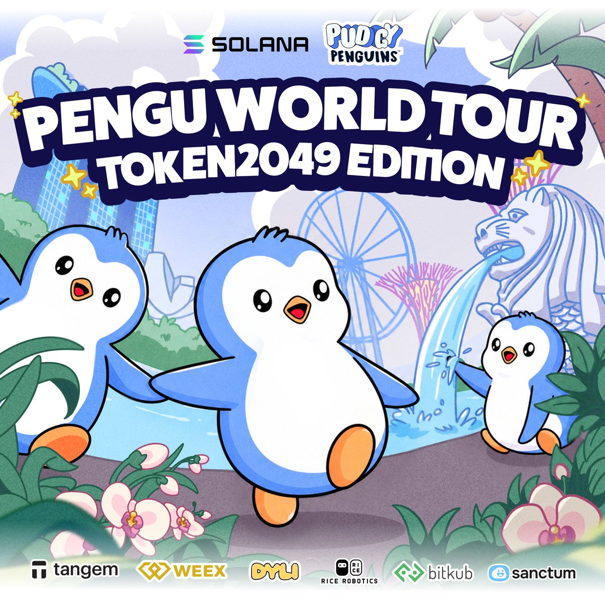 pudgypenguins's tweet photo. Pudgy Penguins are taking over Singapore!

Join the Huddle from October 6 through 9 for a series of community events during Token2049.

More details and RSVP information below. https://t.co/rp73lVSDA3