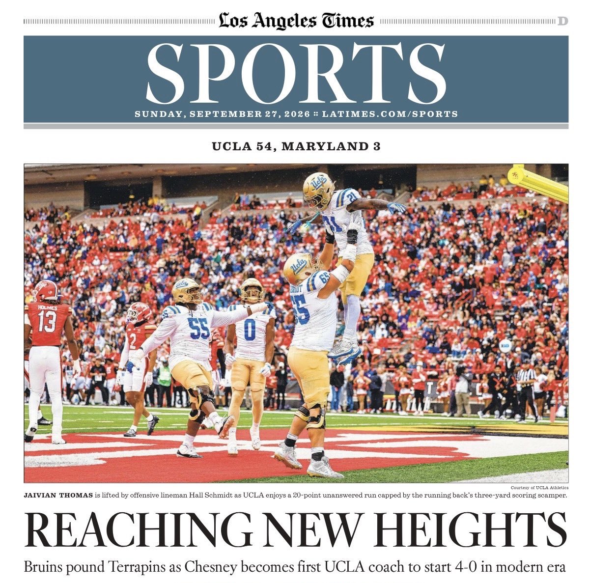 UCLAFootball's tweet photo. Front page news 🗞️ https://t.co/9Q7dNJaQU9