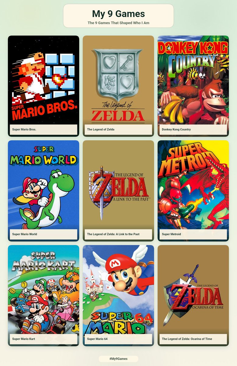 JRids85's tweet photo. Did the 9 games tread, was so many other games that I could of added, but Nintendo was always going to fill up my 9 https://t.co/1NGiLdtnw5