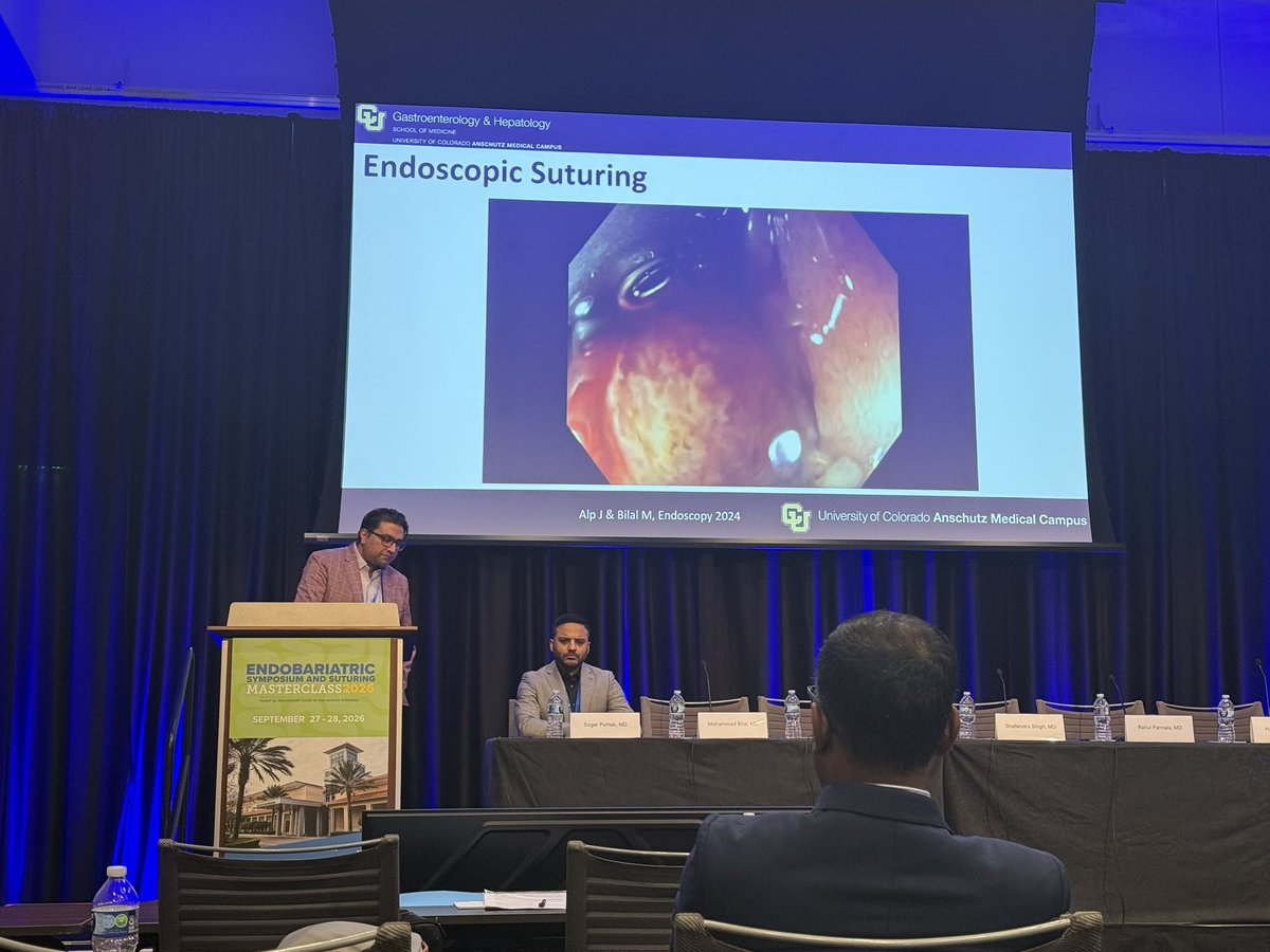 Bilal409409's tweet photo. Great talk by @BilalMohammadMD with an excellent case-based presentation on the role of endoscopic suturing in managing complications. Excellent cases and valuable takeaways! 👏 https://t.co/yuLLY2lTza