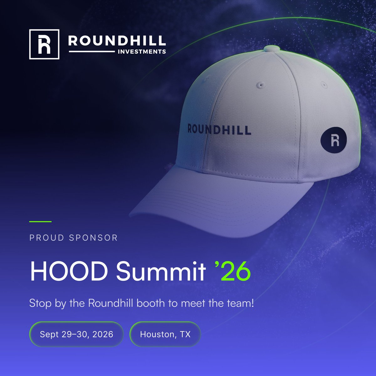 roundhill's tweet photo. Consider this your official invite to come take our merch. Roundhill is a proud sponsor of HOOD Summit '26, in Houston, TX. Swing by the booth, meet the team, and leave with a hat. 

First come, first served. @RobinhoodApp 🧢 https://t.co/e8ArIHLF5V