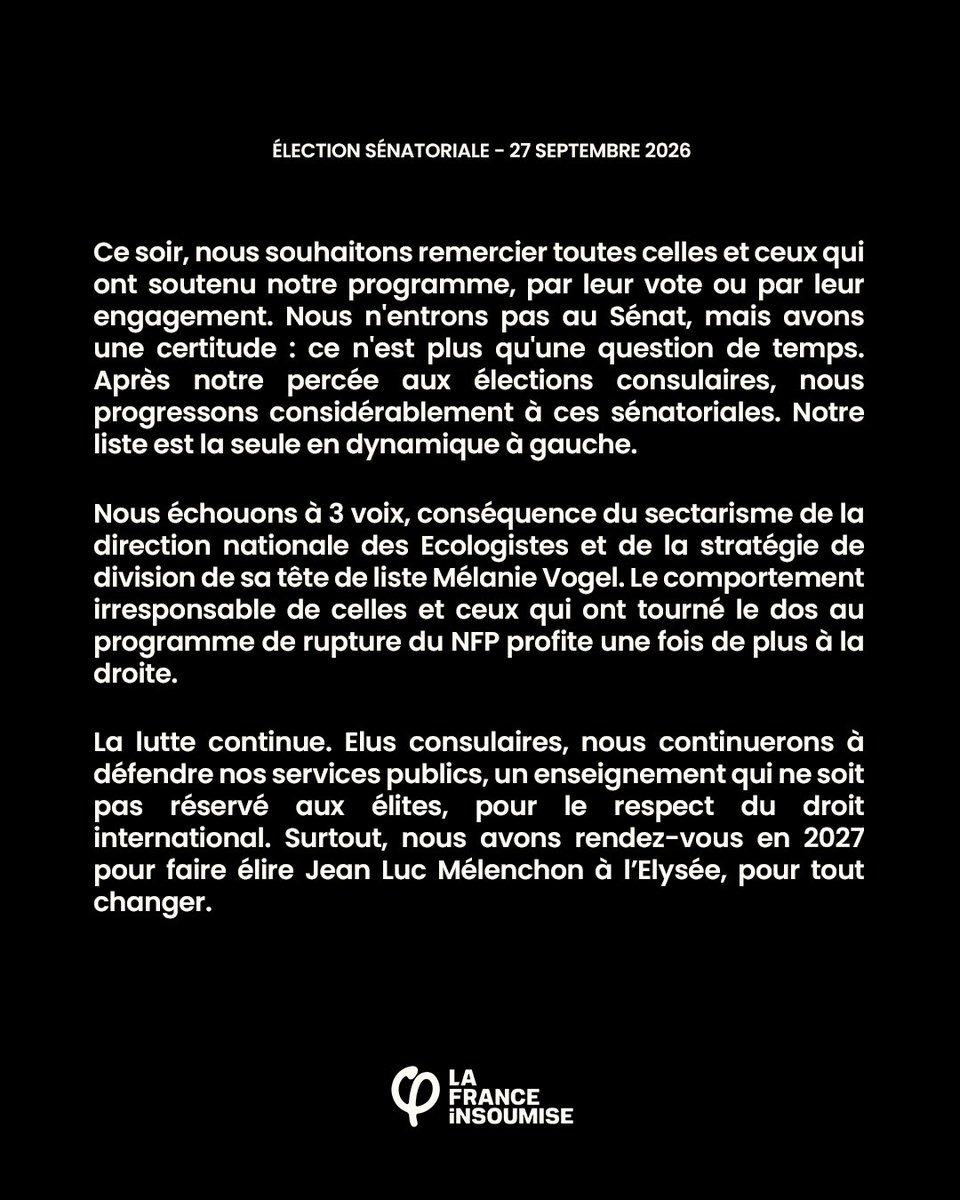 MartitaPna's tweet photo. Je remercie l’ensemble de mes co-listiers et camarades pour leur mobilisation. Il nous a manqué 3 voix pour rentrer au Sénat. Ce n’est qu’une question de temps. 
La lutte continue ! https://t.co/7IW3shtM32