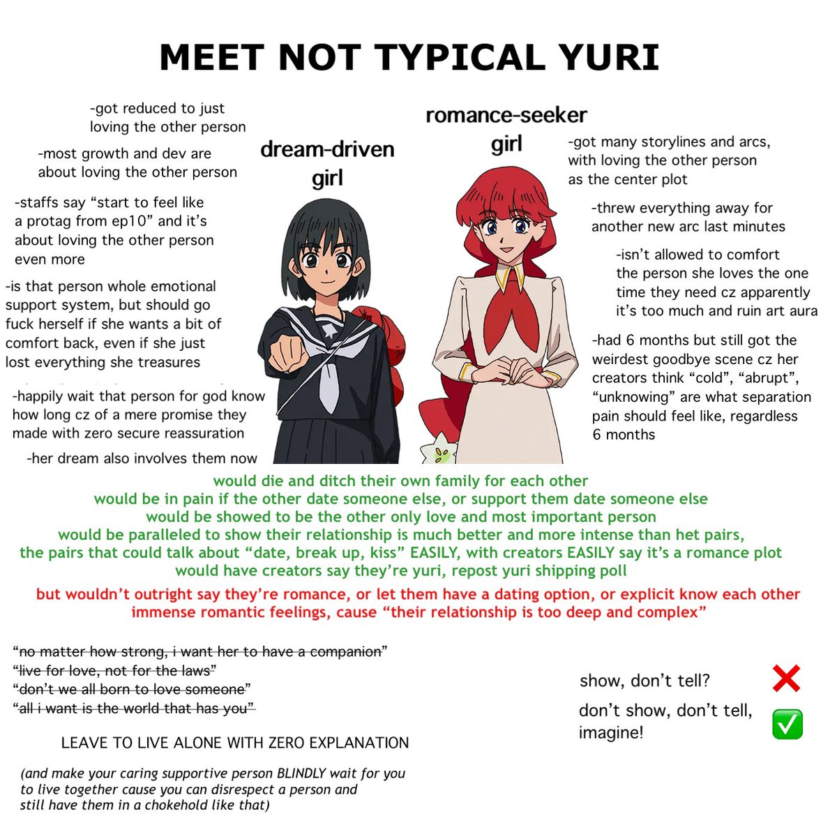RafaeGeun's tweet photo. the meme for sayolara - with more lore version

i wanted to ignore that horrible ending but it kept haunting me
so if i were to accept that ending, this would be how i feel about the whole anime lol

problematic narrative treatment gap yuri https://t.co/pXLmb7Udtc