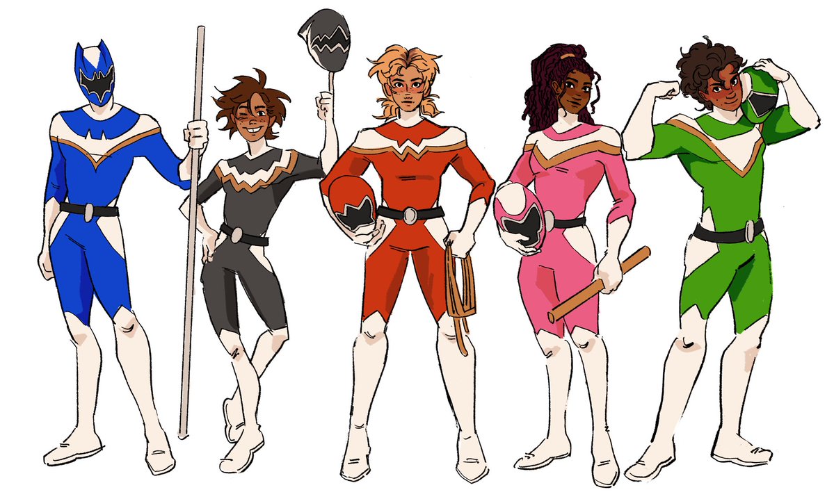 dialm4spooky's tweet photo. #yj98 #powerrangers 

on a power rangers kick so i thought id actually give my young justice power rangers au a lineup after 3 years 🙏🙏🙏 https://t.co/1qA1vhAbef