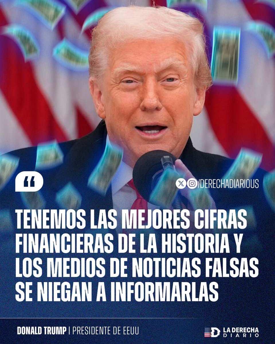 DerechaDiarioUS's tweet photo. 🚨🇺🇸 | EL MEJOR GOBIERNO DE LA HISTORIA: Donald Trump estalló contra los medios operadores demócratas que lanzaron un boicot a su cobertura tras su expulsión de la Casa Blanca, mientras se niegan a reportar los logros de su Gobierno.

“Tenemos las mejores cifras financieras de la historia, y los medios fake news se niegan a informarlas”.