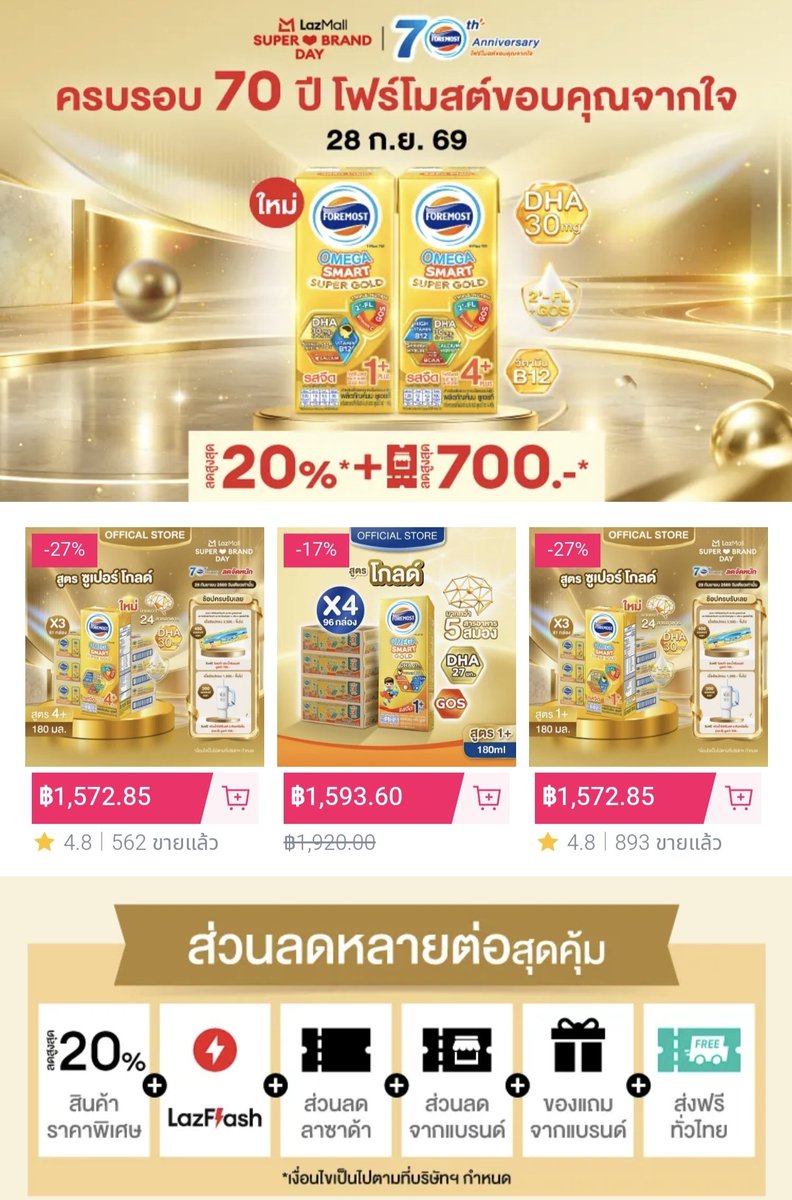 NNNani_tellpro's tweet photo. #Lazada วันที่ 28 ก.ย. ยังเป็นวันแบรนด์ #Foremost มีคูปองร้าน + คูปองลาซาด้าให้ใช้ลดเพิ่ม
🎁 รวมถึงมีของแถมพิเศษค่ะ
👇
https://t.co/DQouoaZk1r
💙 คูปองลาซาด้า
👉 ลด 25% สูงสุด 1,250 บาท ขั้นต่ำ 2,000.-
👉 ลด 20% สูงสุด 700 บาท ขั้นต่ำ 1,200.-
👉 ลด 15% สูงสุด 750 บาท ขั้นต่ำ 800.-