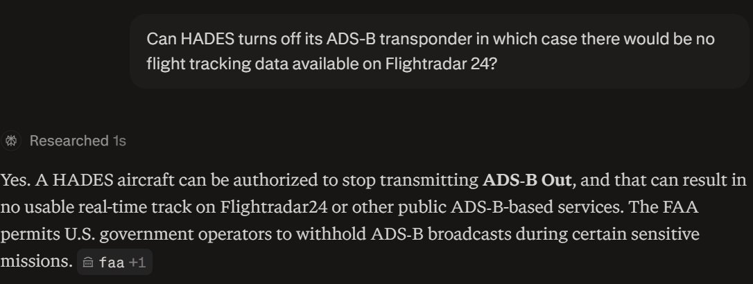 FlaviaFelixIV's tweet photo. @I_Am_JohnCullen So that was not a legit question?
ADS-B out cannot be turned off by HADES if they are on a highly illegal mission to assassinate someone on US soil?
Why would they NOT turn off ADS-B out if that's what they were doing?
All perfectly legit questions so fucking idiot are you. https://t.co/L5y6dycimg