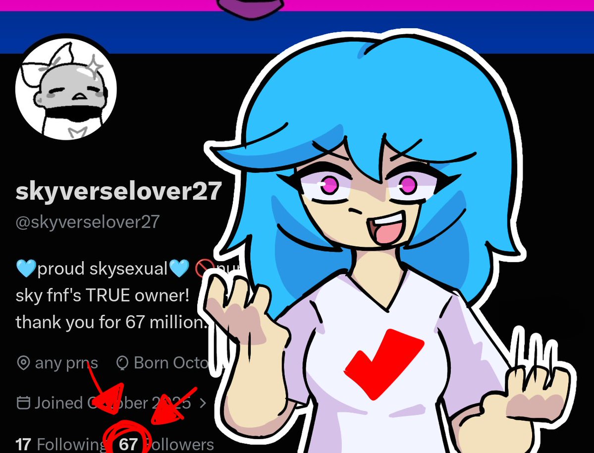skyverselover27's tweet photo. THANK YOU FOR THE 67 FOLLOWERS! https://t.co/UHxKMBkskd