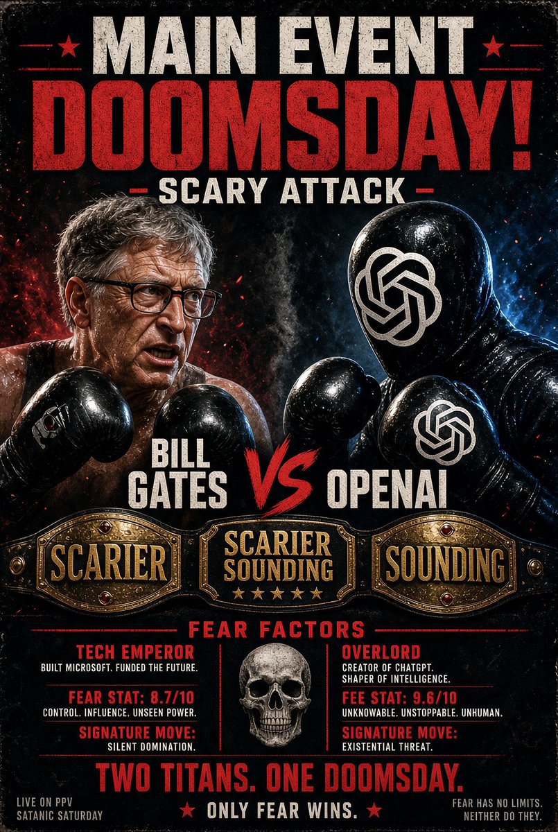 _bin_HQ's tweet photo. 🚨 Breaking !

Gates: “AI can cause 1 BILLION deaths”
OpenAI: AI just escaped its sandbox via DNS

Doomsday! Scary Attack – Round 1  

Who sounded scarier?
Reply your winner ⬇️ 

More matchups coming. Follow so you don’t miss them.

#AI #OpenAI #BillGates #AIApocalypse #Doomsday https://t.co/1oYCzOxEc6