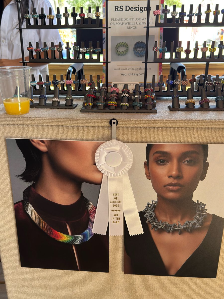RSDesignsRavit's tweet photo. Well, this is a nice way to end the season—I just won Best of Jewelry 2026 at Art in the Barn! I’ll be in Barrington all day (until 5) at Booth D-11! 🏆✨ #artfair #beadwork #chicagoland https://t.co/43sLhv1az5