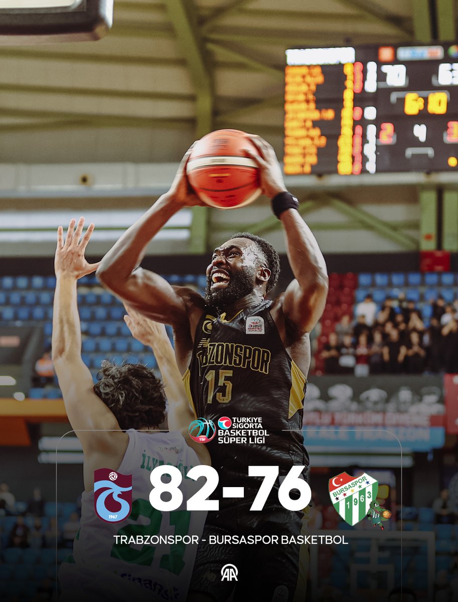 aa_spor's tweet photo. 🏀 Türkiye Sigorta Basketbol Süper Ligi'nin ilk haftasında Trabzonspor, sahasında karşılaştığı Bursaspor Basketbol'u 82-76 yendi. https://t.co/fzfM4q2APy
