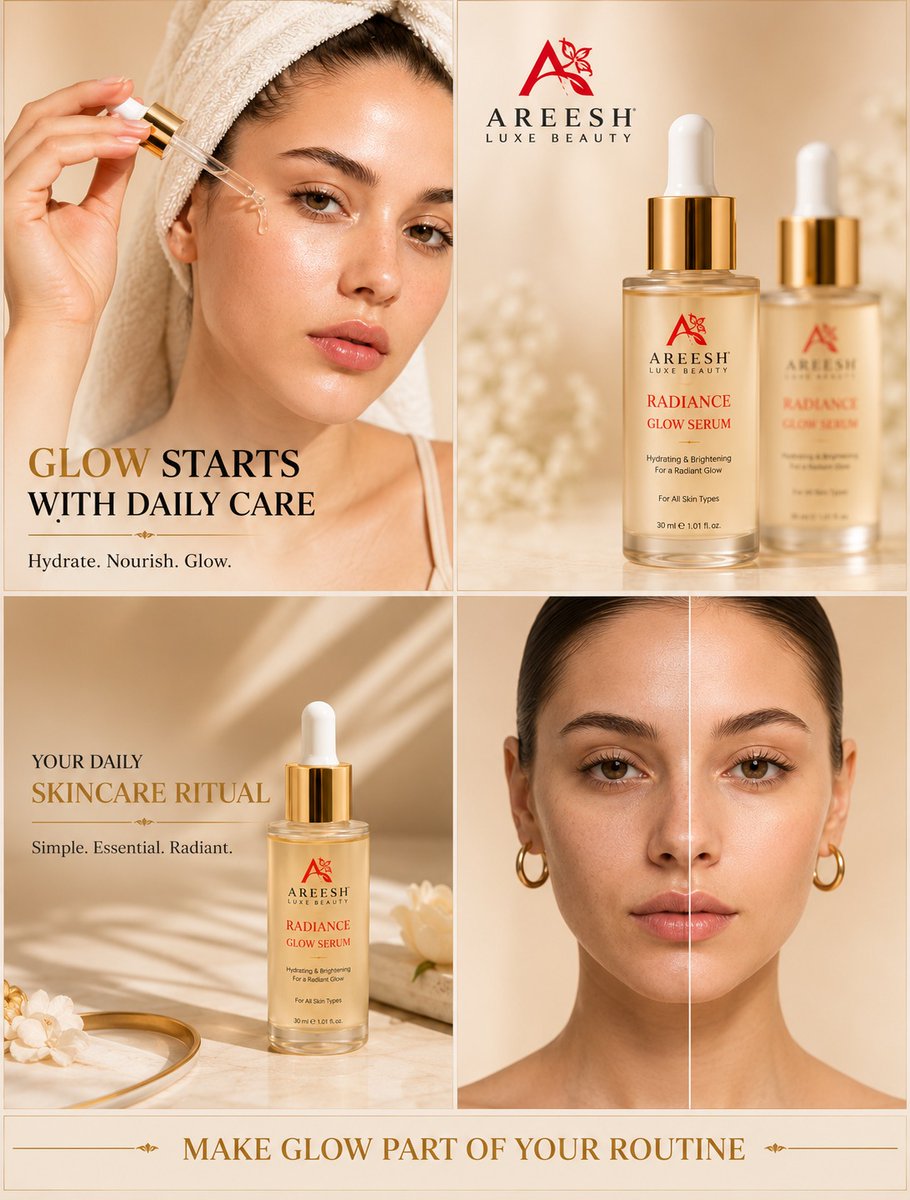 TequilaCoredlp's tweet photo. Glow starts with daily care. Hydrate, nourish, and reveal naturally radiant skin with Areesh Luxe Beauty Radiance Glow Serum—a lightweight essential for your daily skincare ritual. https://t.co/3A173bWilm