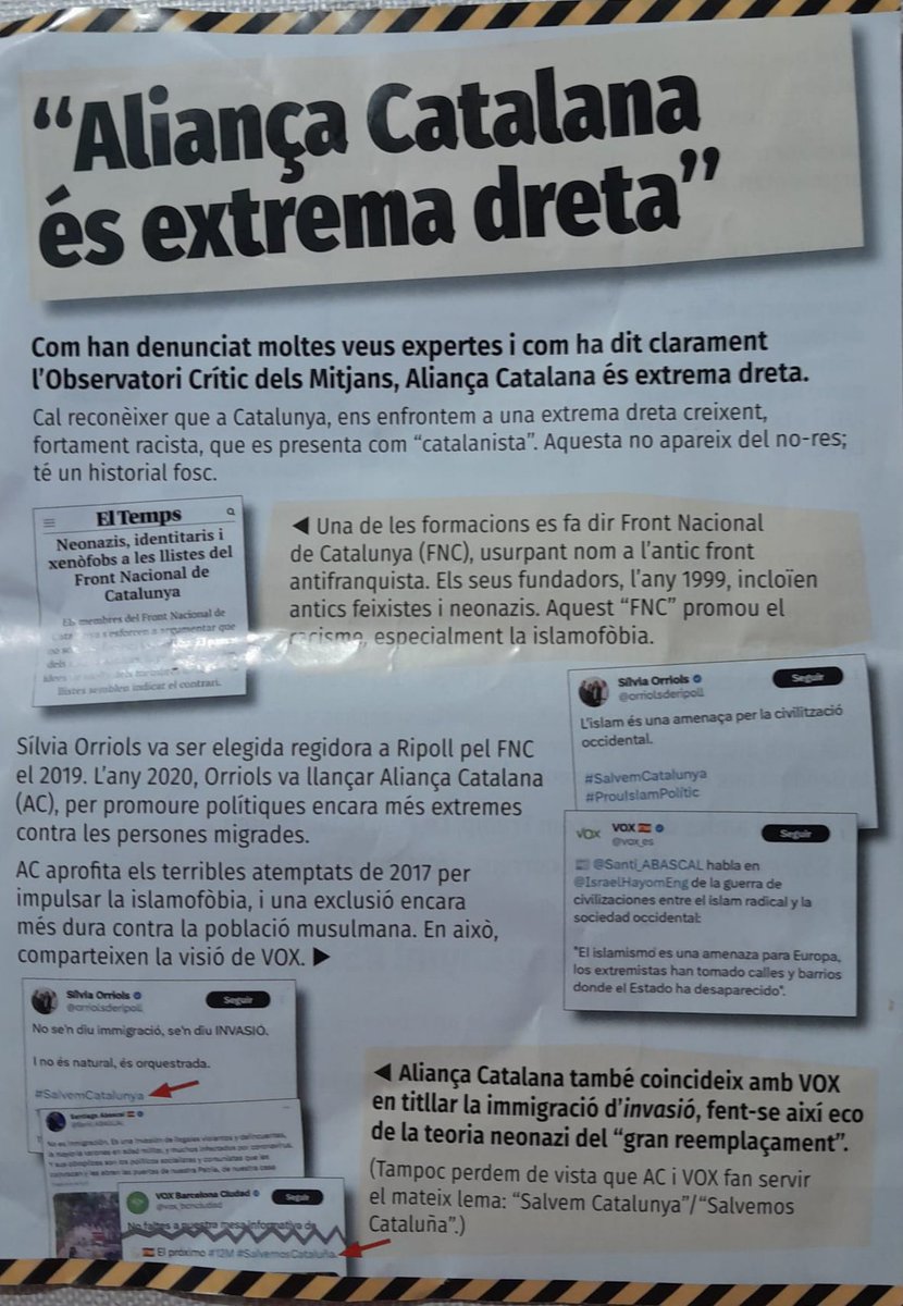 EvaGarc14446704's tweet photo. Tot un fullet dedicat a Aliança Catalana. De "Unitat contra el feixisme i racisme"
.
Això ho pago jo, tú i tots, amb les subvencions de milers i milers d'€ públics del Govern, Diputacions i Ajuntaments a les entitats que en formen part. 
Quina vergonya!!
,@CatalunyaAC https://t.co/zFp9vgWP48