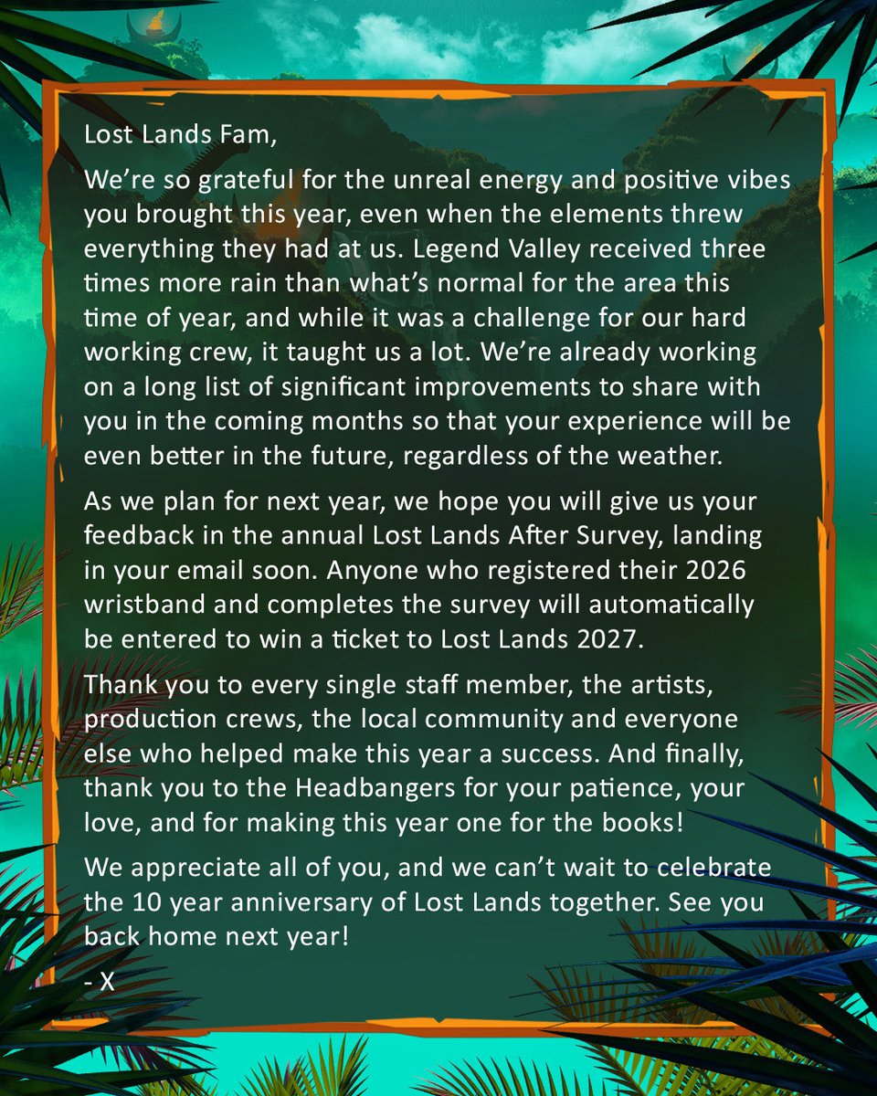 Excision's tweet photo. Thank you, Lost Lands fam 💚 https://t.co/NBzNOoNIeT
