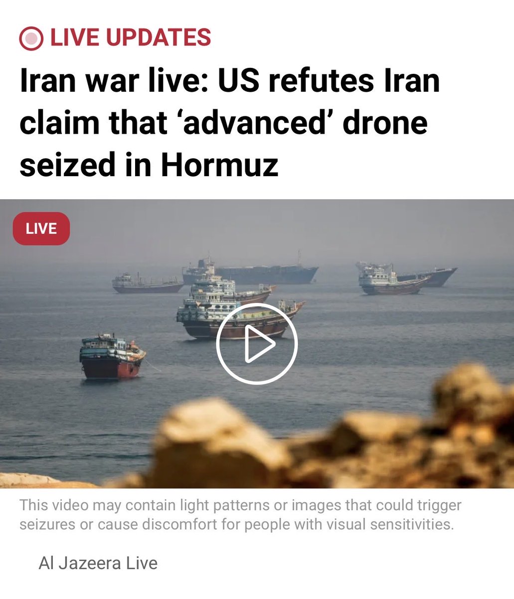 mitcheiven's tweet photo. Central Command has been lying since this stupid war began. It's likely sensible to assume that Iran has indeed captured the drone. It's not hard to extrapolate that they are actively figuring out how to reverse engineer them. https://t.co/oEUH1ZoewG