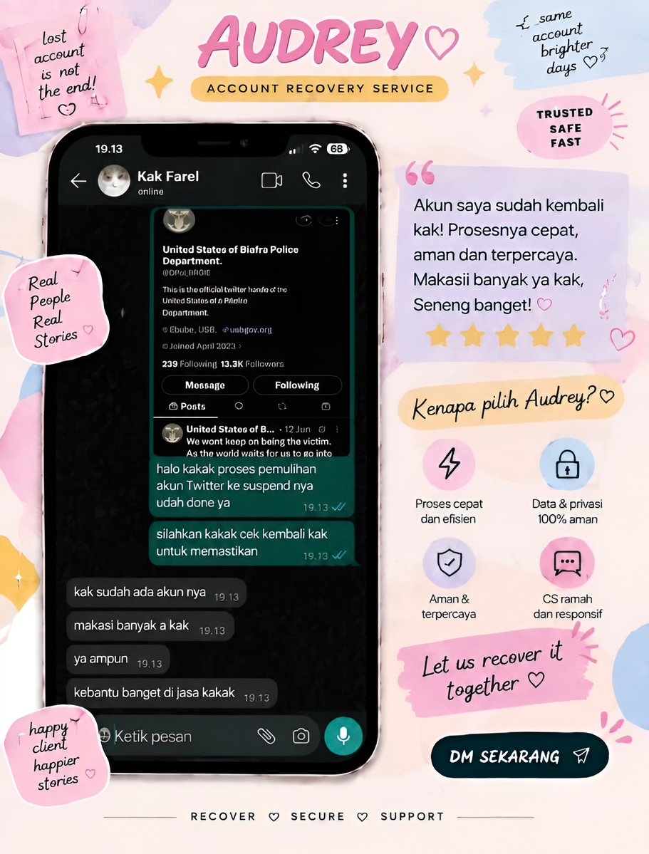 sceneryol's tweet photo. Menerima Jasa Pemulihan &amp; Perbaikan Akun Sosmed

🩵 Pulihkan,Balikin &amp; Hapus/Nonaktifkan Akun 
🩵Lacak Lokasi, Sadap Wa, Hack Akun

( Facebook, Instagram, TikTok, WhatsApp, Line, Twitter/X, Gmail/Email,Telegram, Game &amp; Lainnya ) 

Konsul?Fast Respon WhatsApp Di Profil
 #zonauang https://t.co/UMMIEHbuQa
