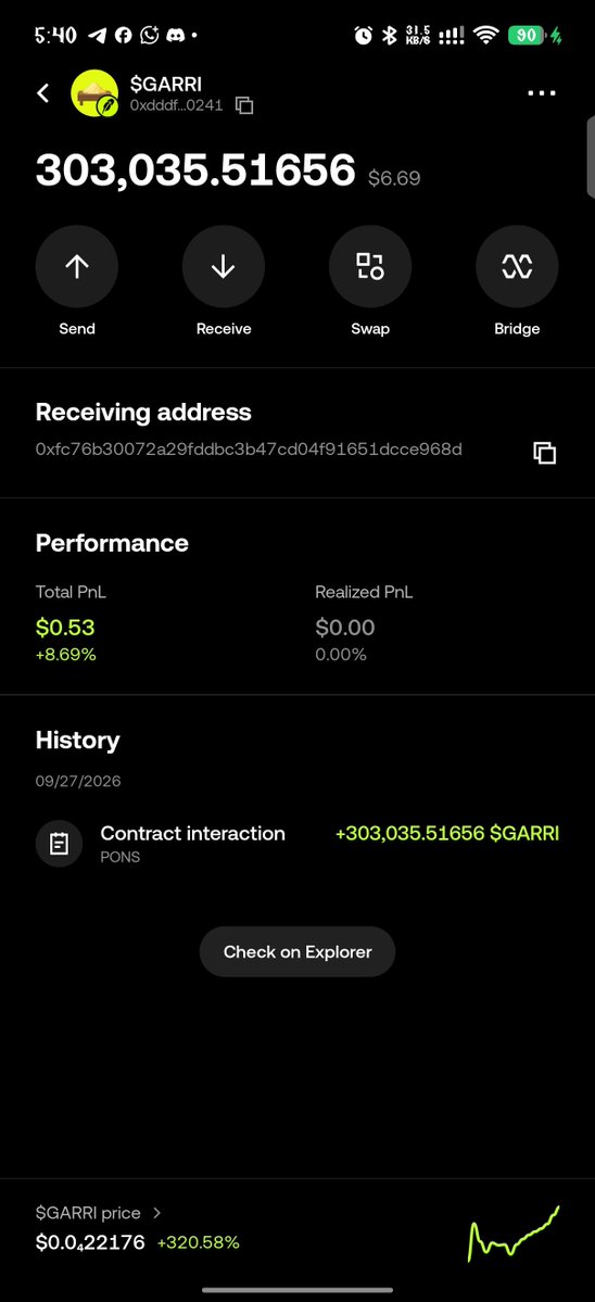 0x_SpaceTek's tweet photo. alpha for today

➙ buy and hold $GARRI 
CA: 0xdDDF7AB756C35b4d0537825497e6932780710241

➙ make a post tagging @degenBRO__ with proof

➙ get an airdrop 

goodluck https://t.co/83ucd8Bfj7