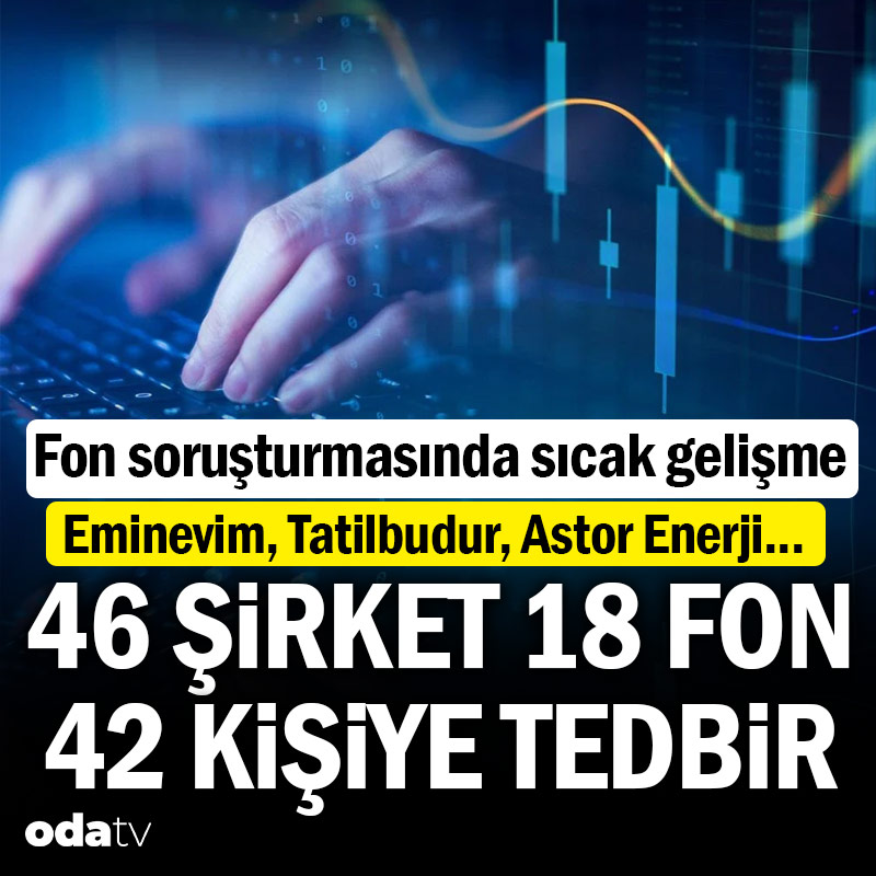 odatv's tweet photo. İstanbul Cumhuriyet Başsavcılığının yürüttüğü fon ve hisse işlemleri soruşturmasında aralarında **Emin Evim, Tatilbudur ve Astor Enerji'nin de bulunduğu 46 şirket** listeye alındı. Soruşturma kapsamında 18 fon ve 42 gerçek kişi için de çeşitli malvarlığı tedbirleri talep edildi.
https://t.co/Fn3Wi2nRrO