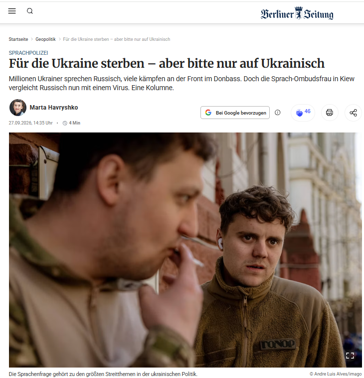 HavryshkoMarta's tweet photo. “Have you taught your son to speak properly yet - to speak Ukrainian instead of that pig-dog language?” 

A former neighbor recently wrote to me. 

I grew up with him in my village near Lviv, in western Ukraine. By “pig-dog language,” of course, he meant Russian—the language my son speaks.

He even kept harassing my mother about it while watching her waste away from stage-four cancer that had spread throughout her body. She had lost 30 kilograms. Apparently, even a dying woman could still be subjected to a language loyalty test.

Yes, this is my Galicia. Bandera place. 
Chauvinistic and now handed a wartime carte blanche for hatred.

It was one of the reasons I decided to leave Ukraine soon after Russia invaded. Because the daily contempt, harassment, and dehumanization directed at Russian-speaking Ukrainians had become unbearable—and war did not create that ugliness so much as give it moral permission to flourish.

My new column is about precisely this: how treating Russian-speaking Ukrainians as second-class citizens is being normalized and how prejudice becomes respectable once it learns to speak the language of patriotism.
https://t.co/Zr8iY0GQgs