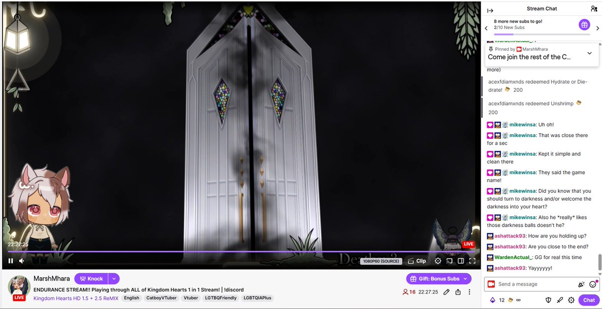 WHMKitten's tweet photo. 22 hours. 27 minutes. and only 3 deaths.

I beat Kingdom Hearts 1 Proud Mode in a single stream.

#Twitch #Vtuber #CatboyVtuber #KingdomHearts #EnduranceStream https://t.co/dlaHPi3AeJ