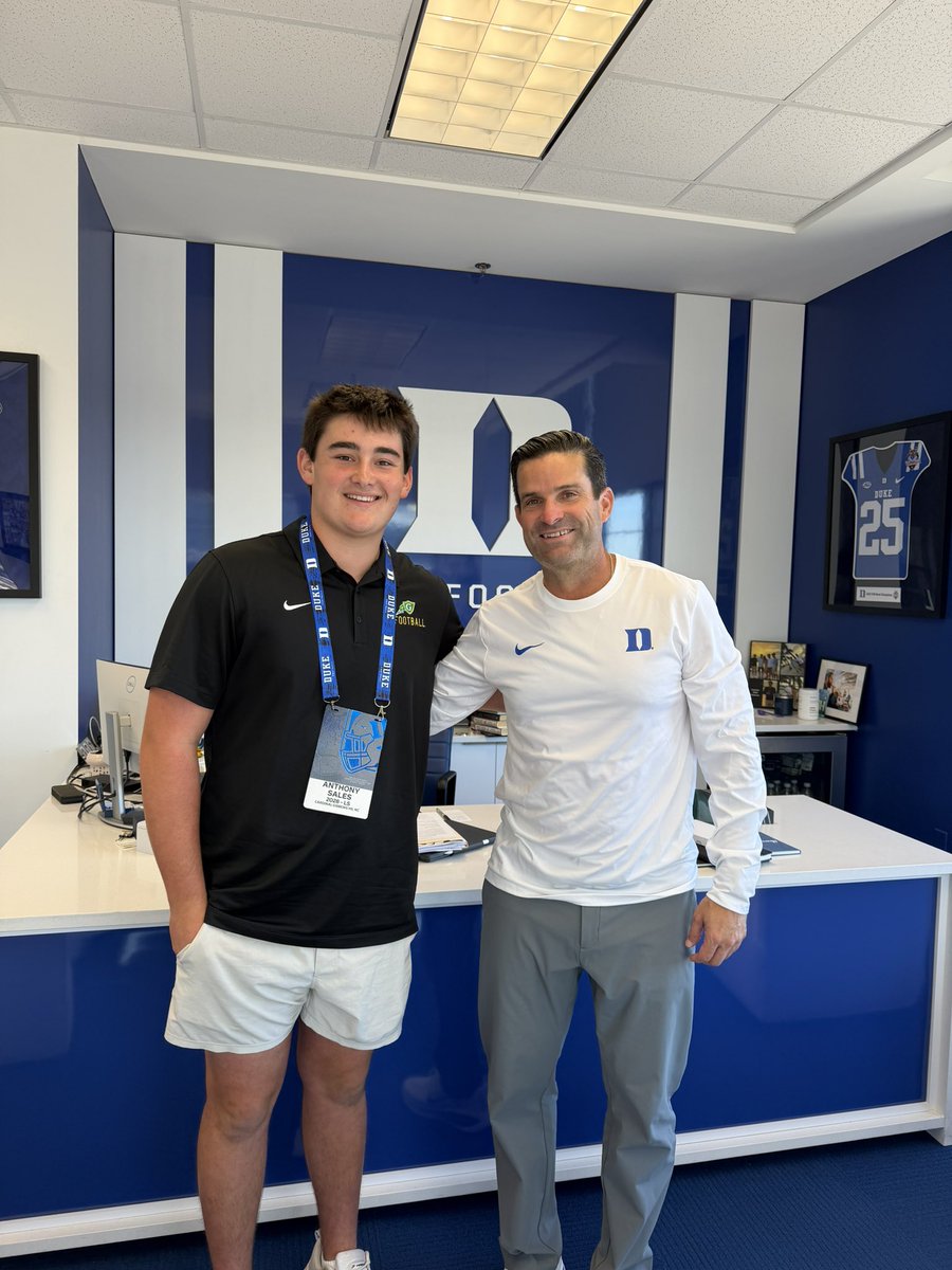 anthonysales83's tweet photo. After an incredible conversation with @Coach_MannyDiaz , I’m excited to announce that I’ve been offered a full scholarship to Duke University! I’m truly grateful for this opportunity! 

@DrStevenWright @football_cghsnc @HKA_Tanalski @GinfanteMT @CoachScottBoone @DukeFOOTBALL https://t.co/6TyyTEUUcA