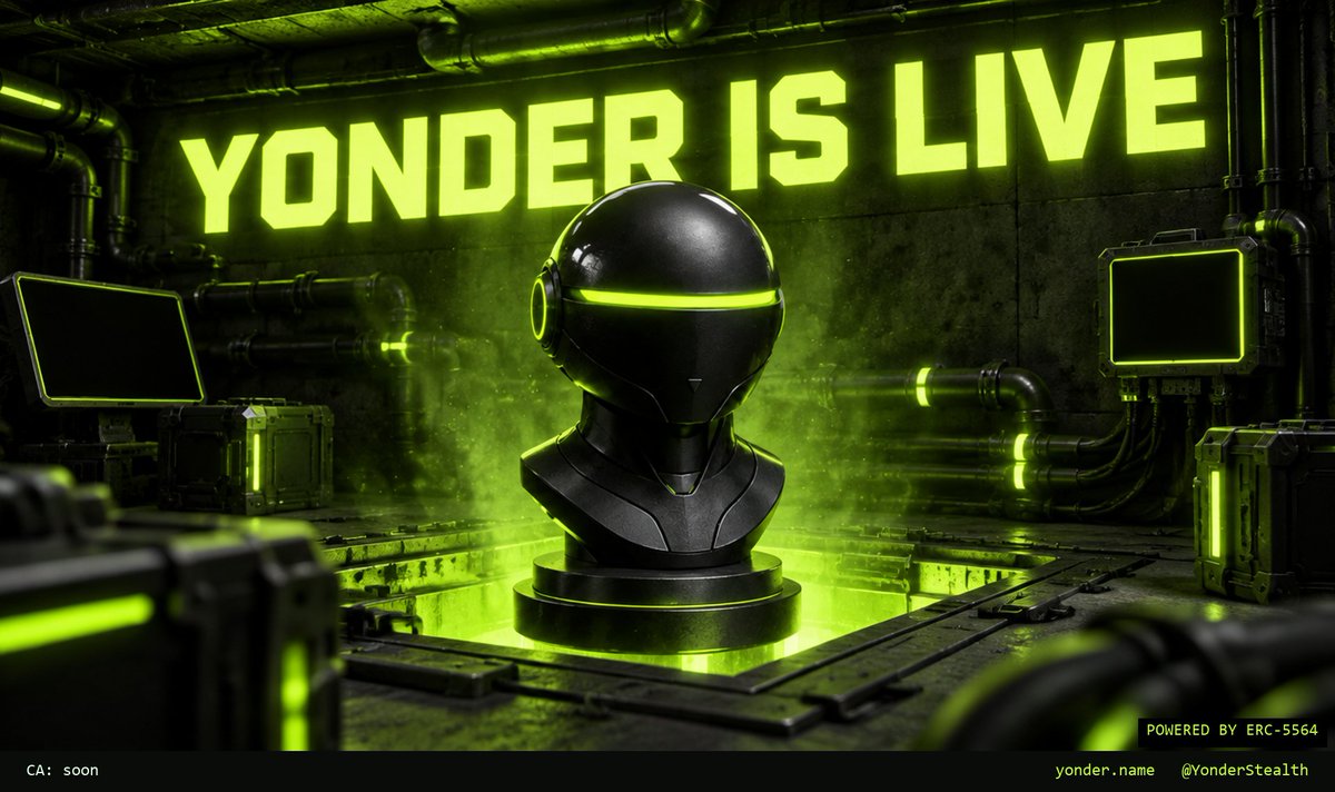 YonderStealth's tweet photo. $YONDER is live.

Buy on Pons and claim your piece with the same wallet. It mints to a one-time ERC-5564 stealth address.

Bought in public. Landed out of sight.

https://t.co/aR28Pz6R6m

@YonkersHealth 

$CA:0xe5a85fc5fdb3e8b71a20396f4426d49342981091

$YONDER on @ponsdotfamily https://t.co/SBMh0dcLof